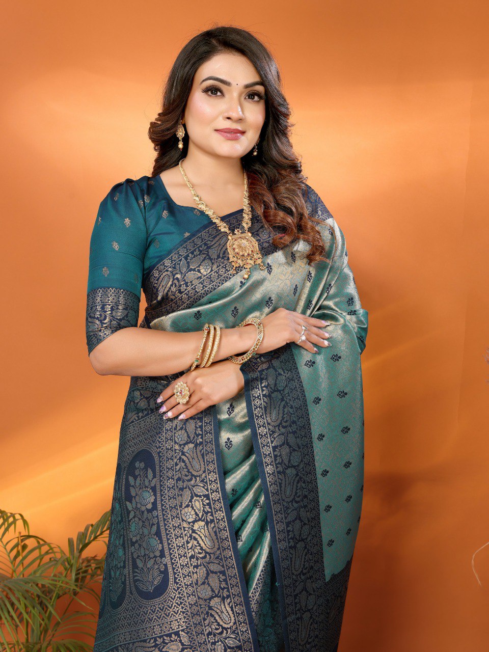 Anaita Blue Tissue Silk Saree With Weaving Zari Work
