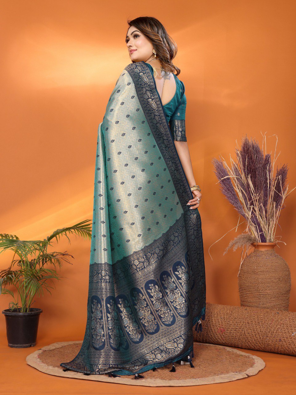 Anaita Blue Tissue Silk Saree With Weaving Zari Work