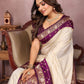 Anaita Beige Handloom Kalamkari Silk Saree With Zari Woven Work