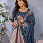 Anaita Dark Navy Blue Premium Banarasi Tissue Silk Saree With Gala Weaving Work