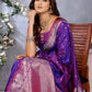 Anaita Purple Premium Banarasi Tissue Silk Saree With Gala Weaving Work