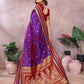 Anaita Violet Handloom Kalamkari Silk Saree With Zari Woven Work