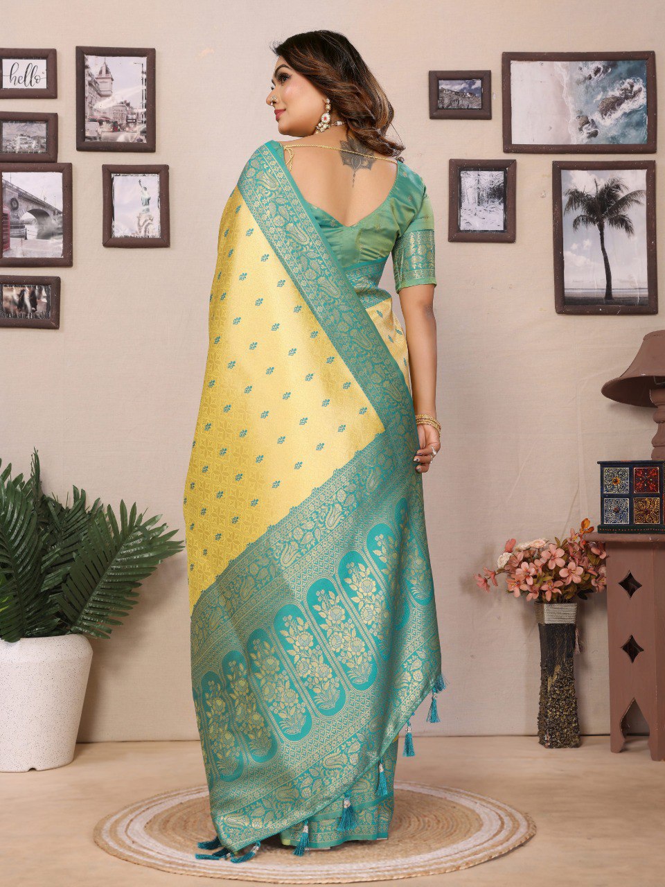 Anaita Yellow Tissue Silk Saree With Weaving Zari Work