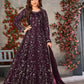 Anaita Wine Embroidered Butterfly Net Anarkali Suit