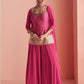 Anaita Pink Chinon Stitched Suit With Embroidery Work