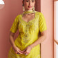 Anaita Yellow Chinon Stitched Suit With Embroidery Work