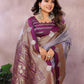 Anaita Lavender Handloom Kalamkari Silk Saree With Zari Woven Work