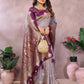 Anaita Lavender Handloom Kalamkari Silk Saree With Zari Woven Work