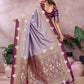Anaita Lavender Handloom Kalamkari Silk Saree With Zari Woven Work