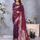 Anaita Maroon Premium Banarasi Tissue Silk Saree With Gala Weaving Work
