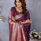 Anaita Maroon Premium Banarasi Tissue Silk Saree With Gala Weaving Work