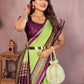 Anaita Parrot Handloom Kalamkari Silk Saree With Zari Woven Work
