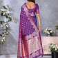 Anaita Purple Premium Banarasi Tissue Silk Saree With Gala Weaving Work