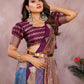 Anaita Purple Handloom Kalamkari Silk Saree With Zari Woven Work