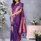 Anaita Purple Premium Banarasi Tissue Silk Saree With Gala Weaving Work