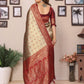 Anaita Beige Tissue Silk Saree With Weaving Zari Work