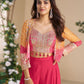 Anaita Magenta Heavy Chinon Silk Readymade 3 Piece Set With Sequence & Mirror Work