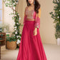 Anaita Magenta Heavy Chinon Silk Readymade 3 Piece Set With Sequence & Mirror Work