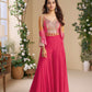 Anaita Magenta Heavy Chinon Silk Readymade 3 Piece Set With Sequence & Mirror Work