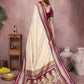 Anaita Beige Handloom Kalamkari Silk Saree With Zari Woven Work