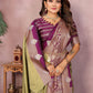 Anaita Olive Handloom Kalamkari Silk Saree With Zari Woven Work