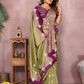 Anaita Olive Handloom Kalamkari Silk Saree With Zari Woven Work