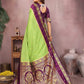 Anaita Parrot Handloom Kalamkari Silk Saree With Zari Woven Work