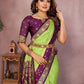 Anaita Parrot Handloom Kalamkari Silk Saree With Zari Woven Work