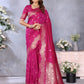 Anaita Pink Premium Banarasi Tissue Silk Saree With Gala Weaving Work
