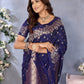 Anaita Violet Premium Banarasi Tissue Silk Saree With Gala Weaving Work