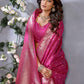 Anaita Magenta Premium Banarasi Tissue Silk Saree With Gala Weaving Work