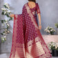 Anaita Maroon Premium Banarasi Tissue Silk Saree With Gala Weaving Work