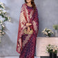 Anaita Maroon Premium Banarasi Tissue Silk Saree With Gala Weaving Work