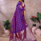 Anaita Purple Premium Banarasi Tissue Silk Saree With Gala Weaving Work