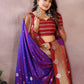 Anaita Violet Handloom Kalamkari Silk Saree With Zari Woven Work