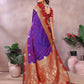 Anaita Violet Handloom Kalamkari Silk Saree With Zari Woven Work