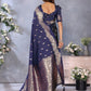 Anaita Violet Premium Banarasi Tissue Silk Saree With Gala Weaving Work