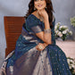 Anaita Teal Premium Banarasi Tissue Silk Saree With Gala Weaving Work