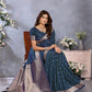 Anaita Teal Premium Banarasi Tissue Silk Saree With Gala Weaving Work