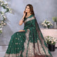 Anaita Dark Green Premium Banarasi Tissue Silk Saree With Gala Weaving Work