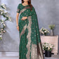 Anaita Dark Green Premium Banarasi Tissue Silk Saree With Gala Weaving Work