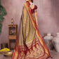 Anaita Gold Handloom Kalamkari Silk Saree With Zari Woven Work