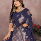 Anaita Dark Navy Blue Premium Banarasi Tissue Silk Saree With Gala Weaving Work