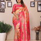 Anaita Orange Banarasi Tissue Silk Saree With Weaving Work