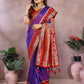 Anaita Violet Handloom Kalamkari Silk Saree With Zari Woven Work