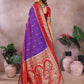 Anaita Violet Handloom Kalamkari Silk Saree With Zari Woven Work
