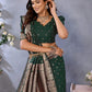 Anaita Dark Green Premium Banarasi Tissue Silk Saree With Gala Weaving Work