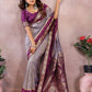 Anaita Lavender Handloom Kalamkari Silk Saree With Zari Woven Work