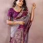 Anaita Lavender Handloom Kalamkari Silk Saree With Zari Woven Work