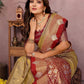 Anaita Gold Handloom Kalamkari Silk Saree With Zari Woven Work